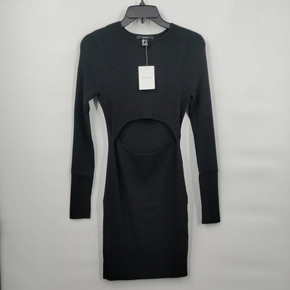 Forever 21 Ribbed Cutout Mini Dress Black, Small - Picture 2 of 11